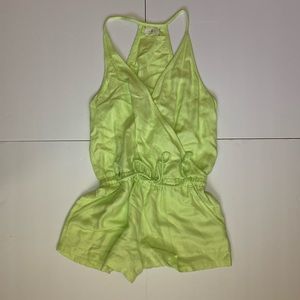 Lou and Grey Green Linen Surplice Cami Romper